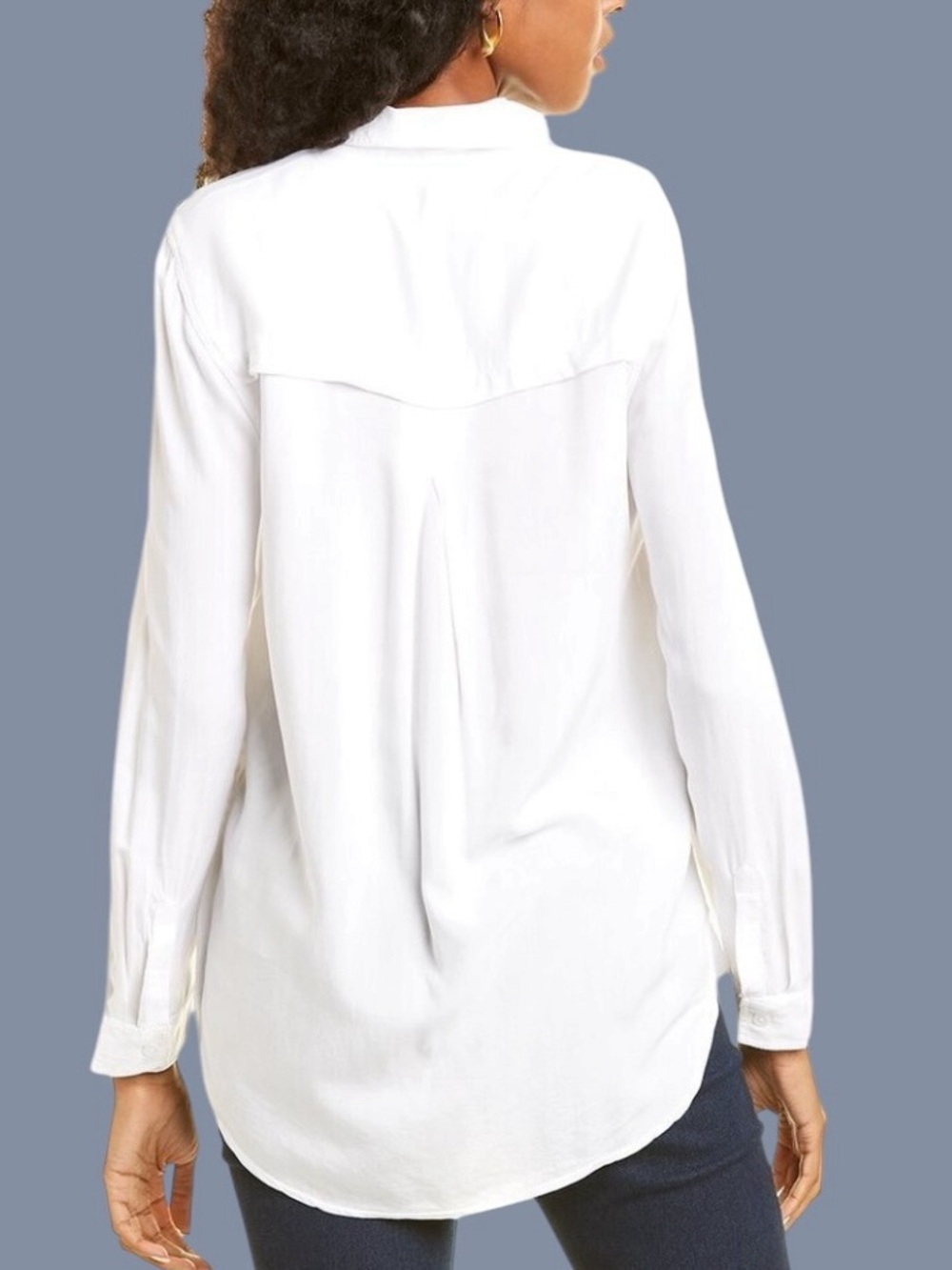 beachlunchlounge Size S White Button Down Arya Pocket Long Sleeve Shirt - Picture 4 of 9